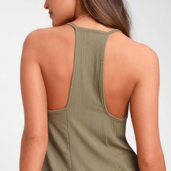 Free People Women's Slinky Slink Olive Green Racerback Tank Top Size Small MINT - Picture 2 of 7